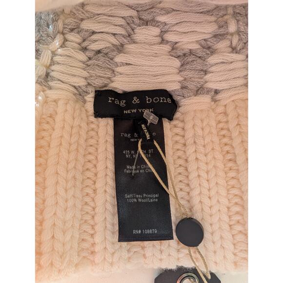 NWT Rag & Bone New York Knit Beanie & Scarf Set 100% Wool Ivory Gray $400 MSRP - Picture 16 of 16